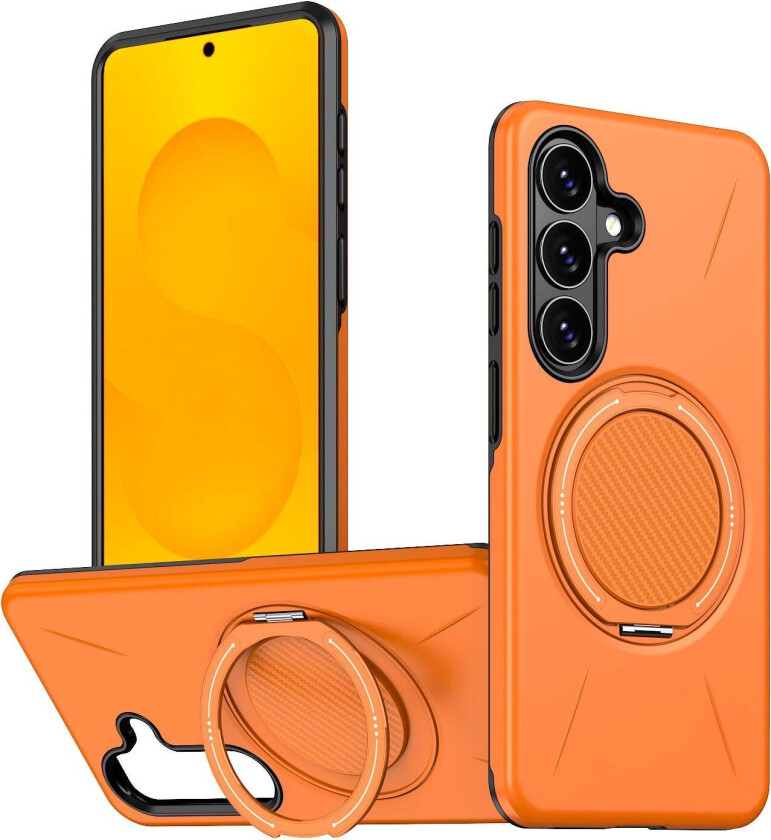 Samsung Galaxy S26 EIDERWOOD Hybrid Plast Deksel m. Roterende Kickstand – MagSafe Kompatibel – Oransje