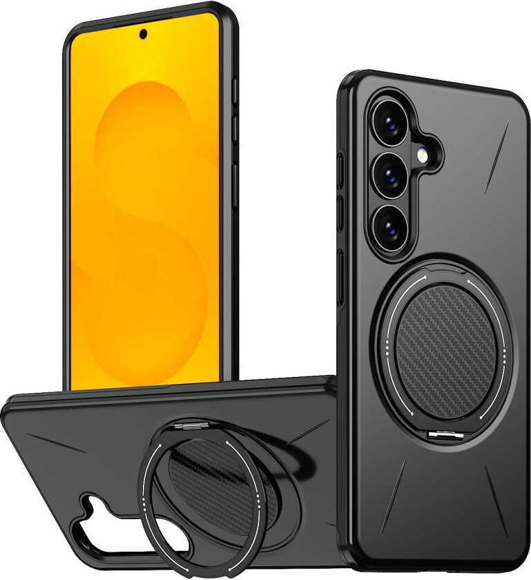 Samsung Galaxy S26 EIDERWOOD Hybrid Plast Deksel m. Roterende Kickstand – MagSafe Kompatibel – Svart