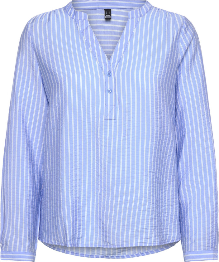 Vmmkaja Ls V-Neck Fold-Up Top Wvn - Blue - M