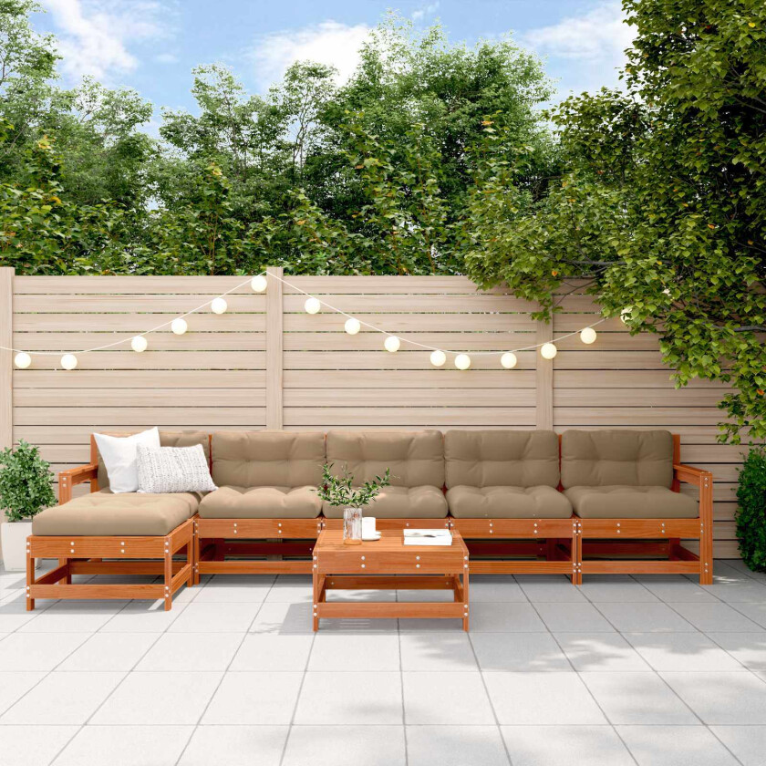 Hage lounge sett 6 pcs VoksBrun Massiv furu