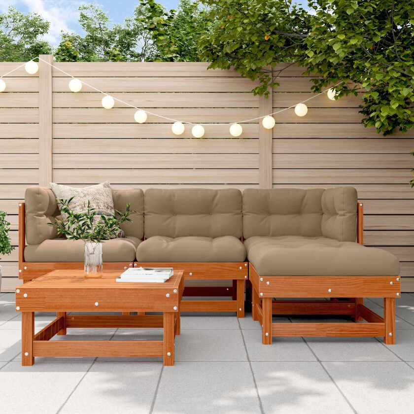 Hage lounge sett 5 pcs VoksBrun Massiv furu