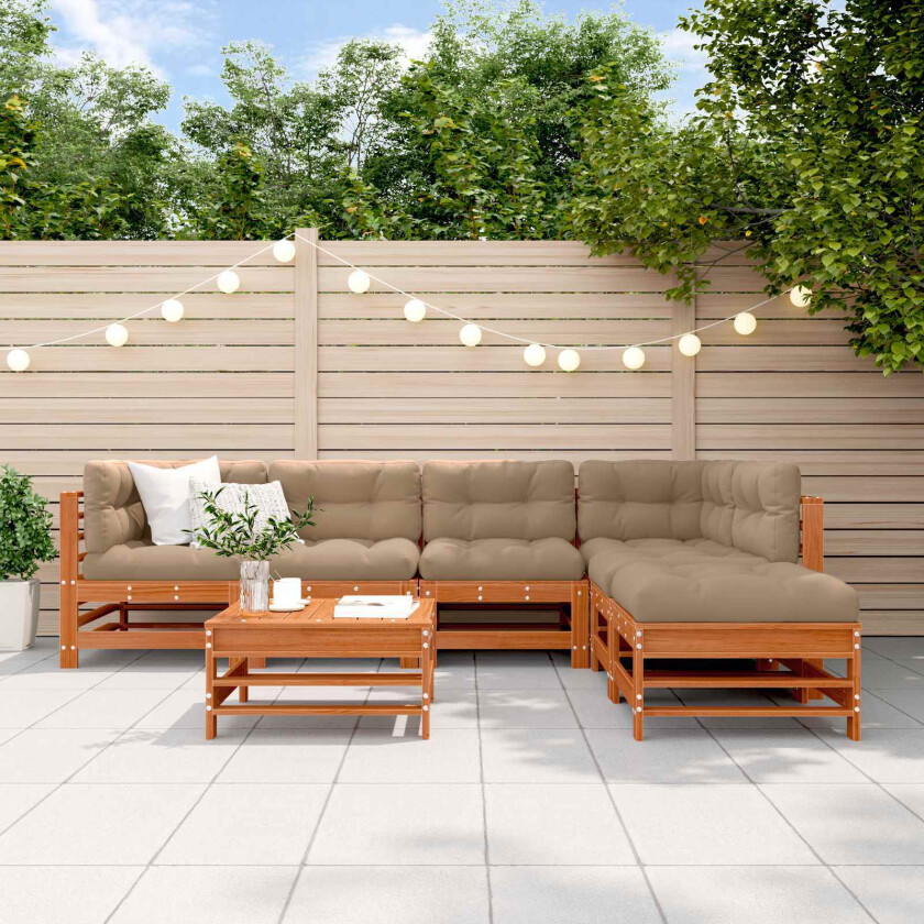 Hage lounge sett 7 pcs VoksBrun Massiv furu