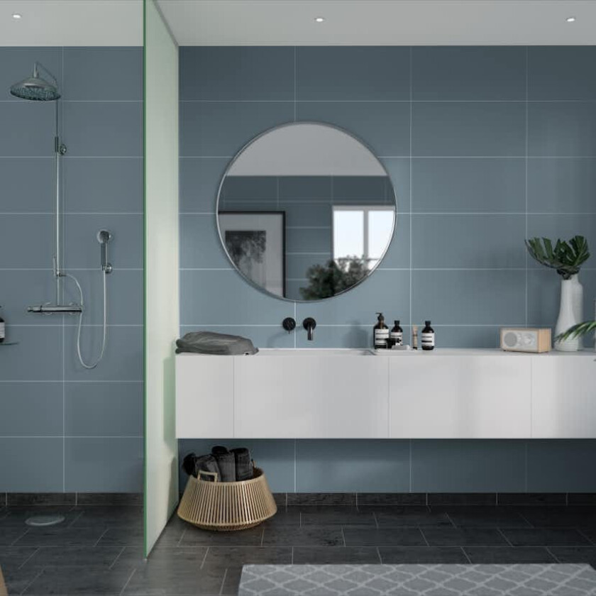 Baderomsplate dusty blå flis 60x30 cm 11x620x2400 mm