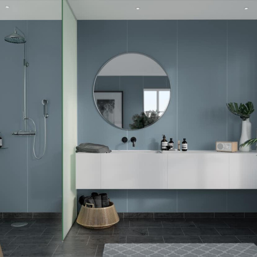 Baderomsplate dusty blå 11x620x2400 mm