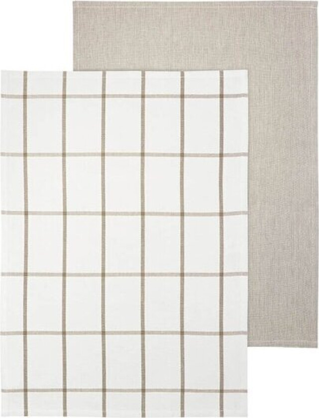 Taulo kjøkkenhåndkle 70x50 cm 2 stk hvit/beige rutet