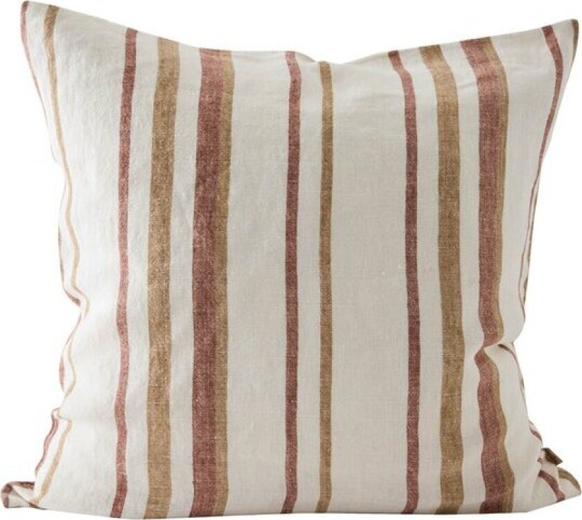 Luc putetrekk i lin 50x50 cm Terracotta striper