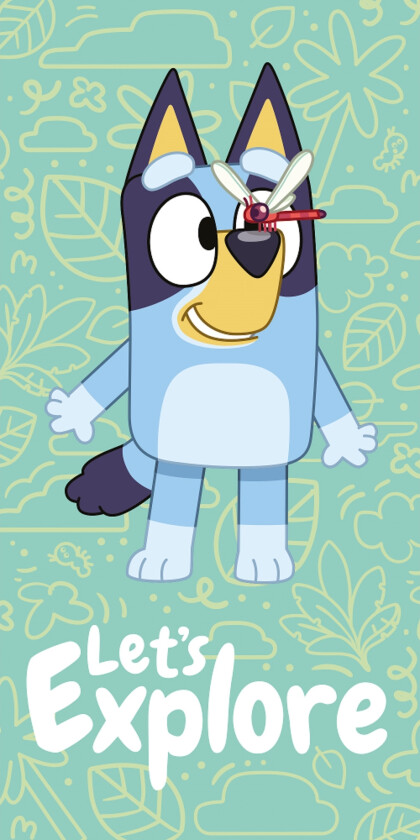 Bluey håndkle - 70x140 cm - Mykt badehåndkle med Bluey - 100% bomull barnehåndkle