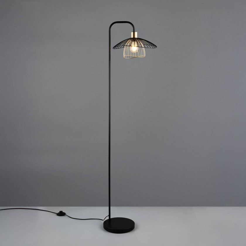 Gulvlampe Lauris, matt svart, høyde 155 cm, metall, E27