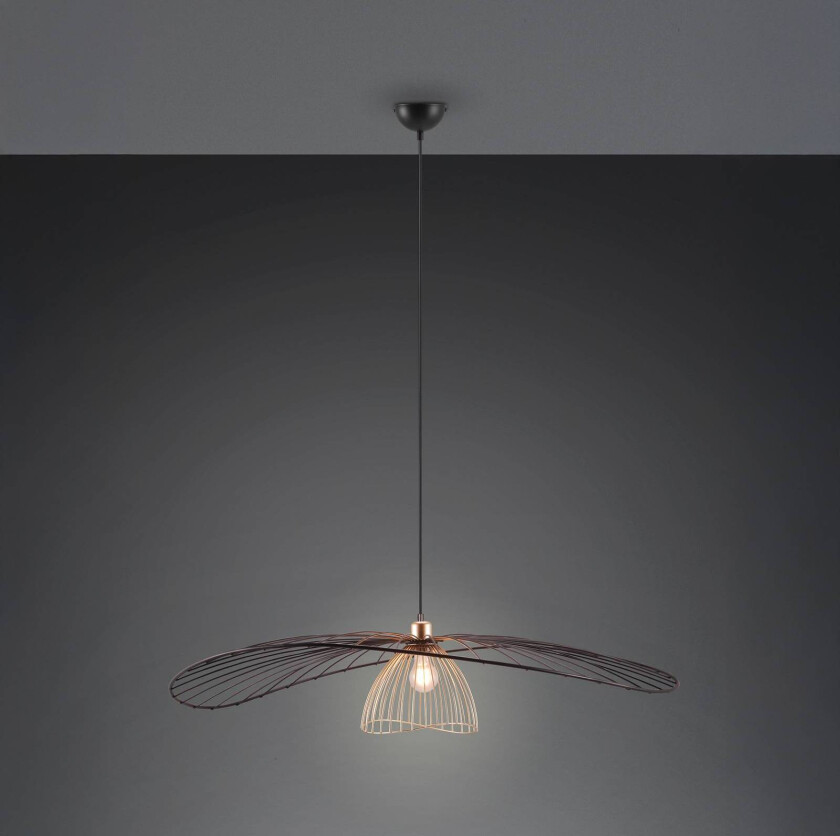 Hengelampe Lauris, matt svart, Ø 100 cm, metall, E27