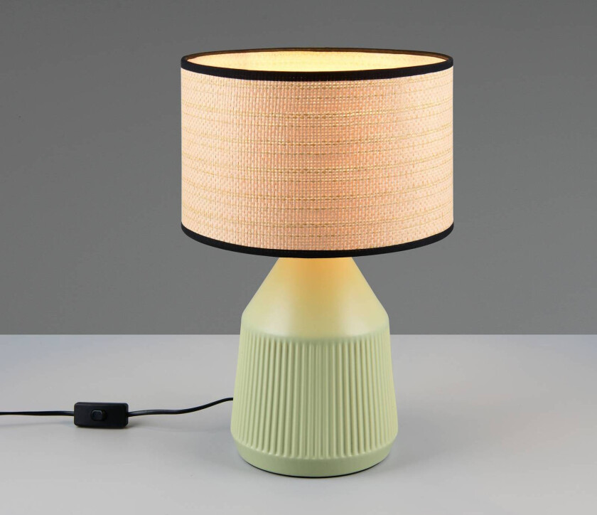 Bordlampe Formentera, grønn/beige, høyde 43 cm Keramikk/papir
