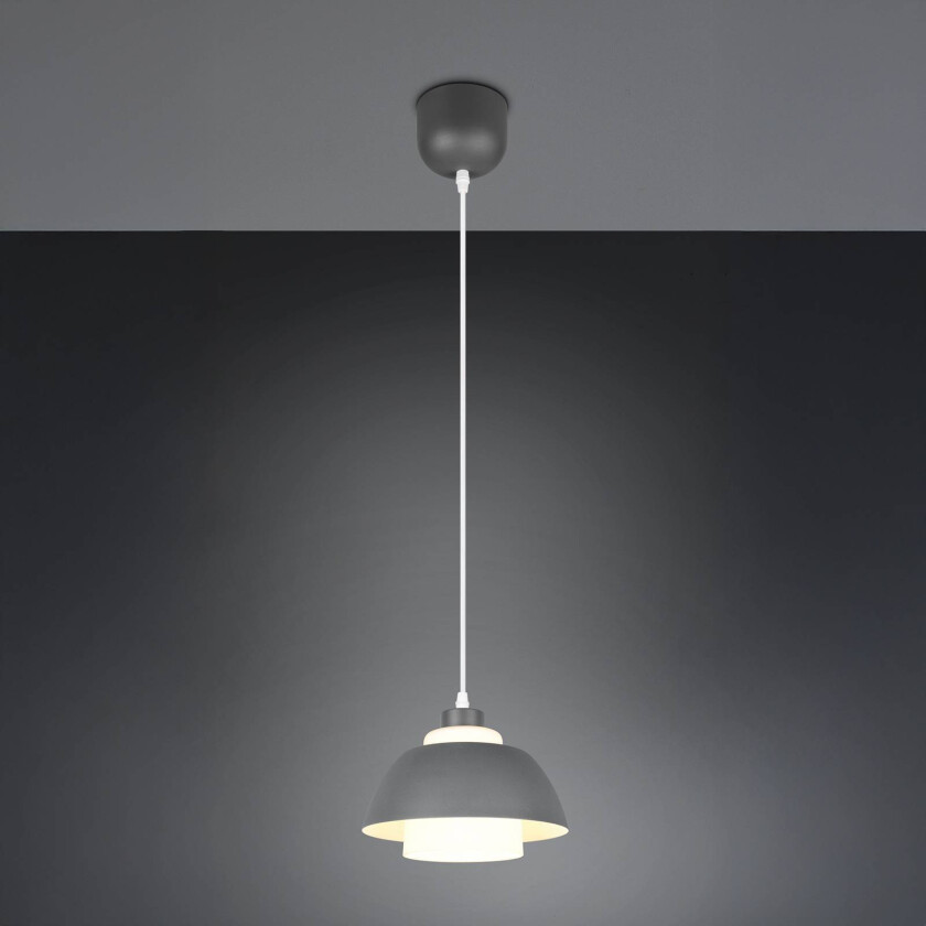 Hengelampe Tilos, antrasitt, Ø 23 cm, metall/glass, E27