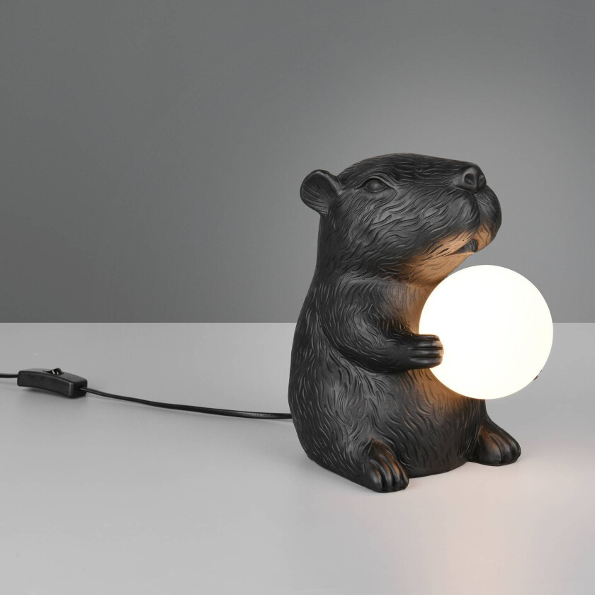 Bordlampe Capi, svart, høyde 25 cm, kunstharpiks, G9