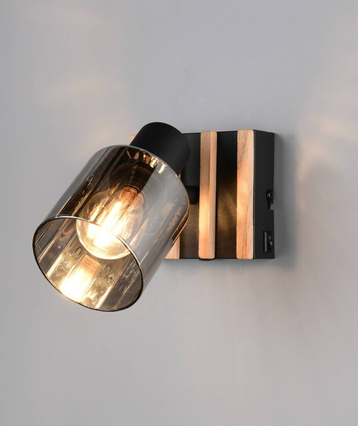 Spotlight Travia, 1 lyskilde, svart/røykgrå, bryter