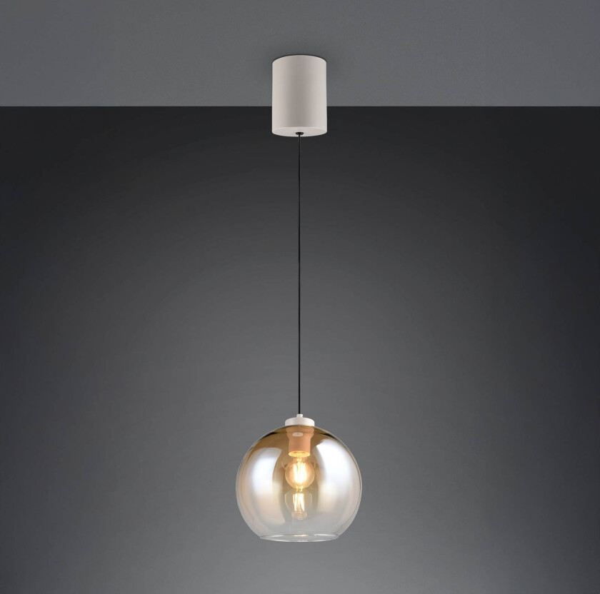 Hengelampe Liora, ravfarget, Ø 25 cm, glass, E27