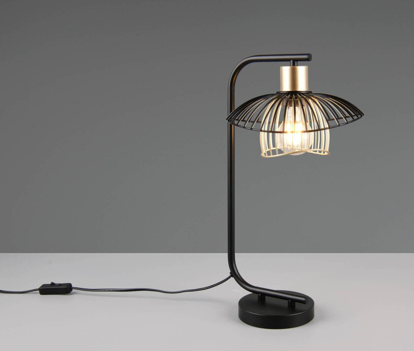 Bordlampe Lauris, matt svart, høyde 44 cm, metall, E27