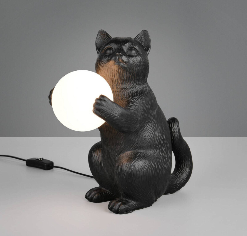 Bordlampe Gatio, svart, høyde 30 cm, kunstharpiks, G9