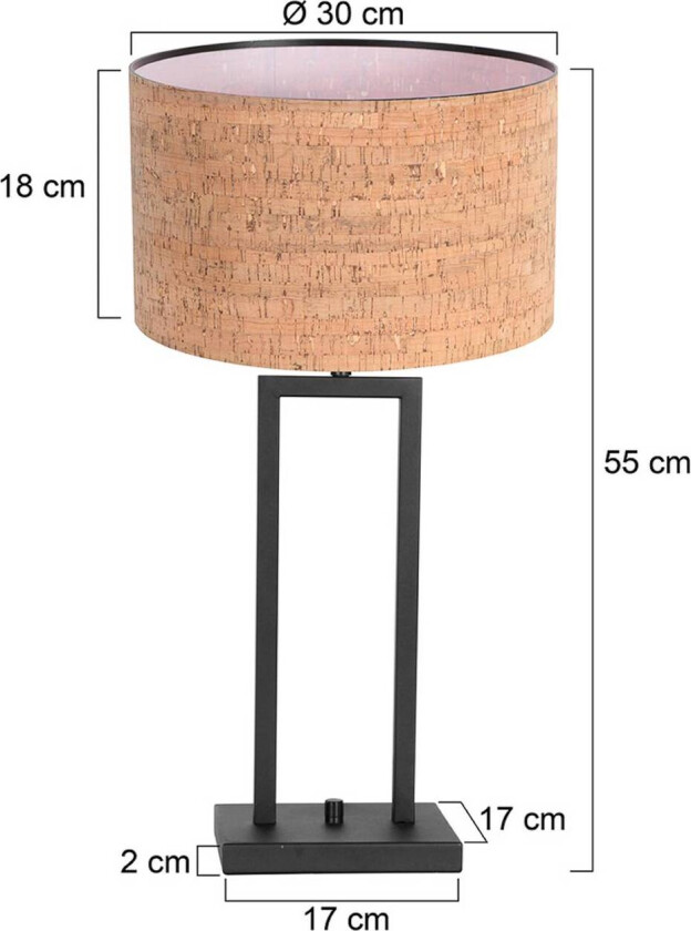 Bordlampe Stang, svart/brun, høyde 55 cm, kork