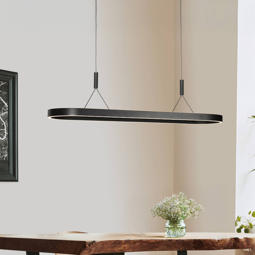 LED-hengelampe Mykty, svart, lengde 120 cm, metall, 2 lyskilder.