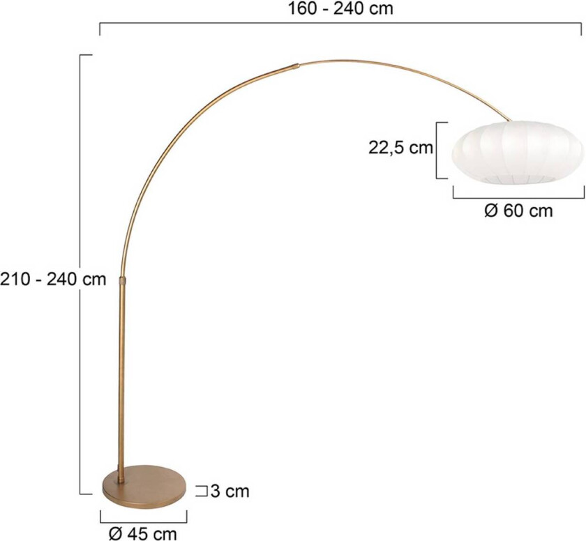 Bue-gulvlampe Sparkled Light bronse/hvit, 240 cm, silke