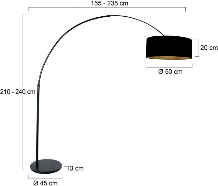 Bue-gulvlampe Sparkled Light svart/svart-gull, 240 cm