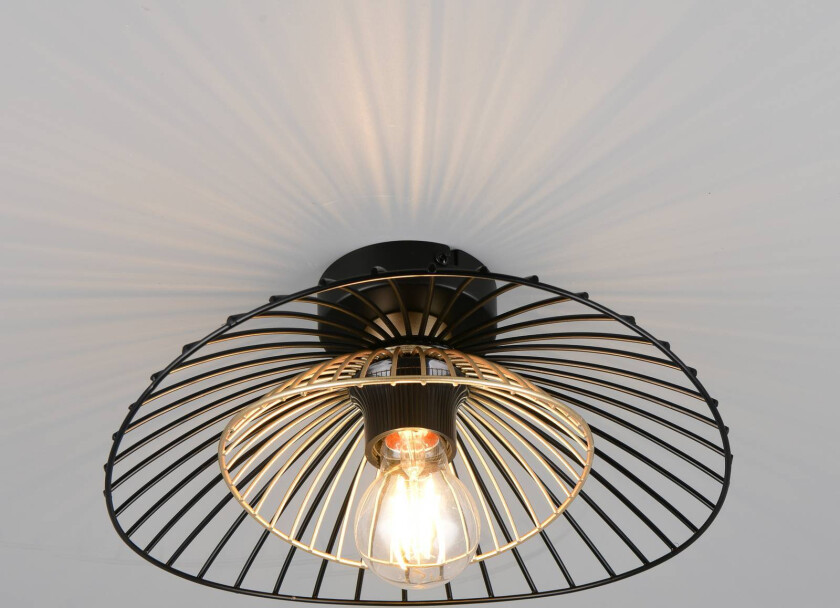 Taklampe Lauris, matt svart, Ø 30 cm, metall, E27