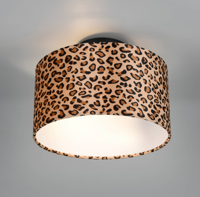 Taklampe Pardina, brun flekkete/svart, Ø 30 cm metall