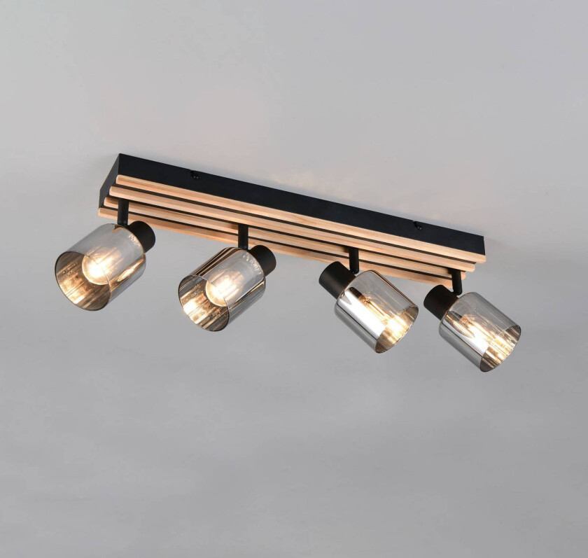 Spotlight Travia, lengde 65 cm, 4 lyskilder, svart/røykgrå