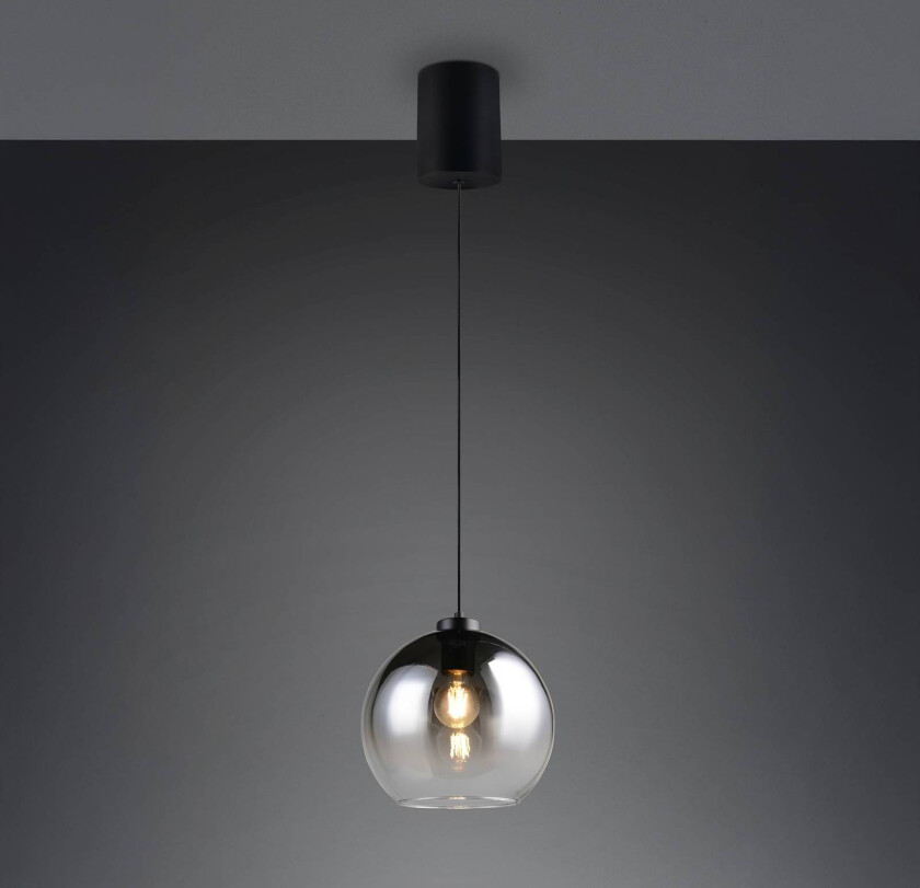 Hengelampe Liora, røykgrå, Ø 25 cm, glass, E27