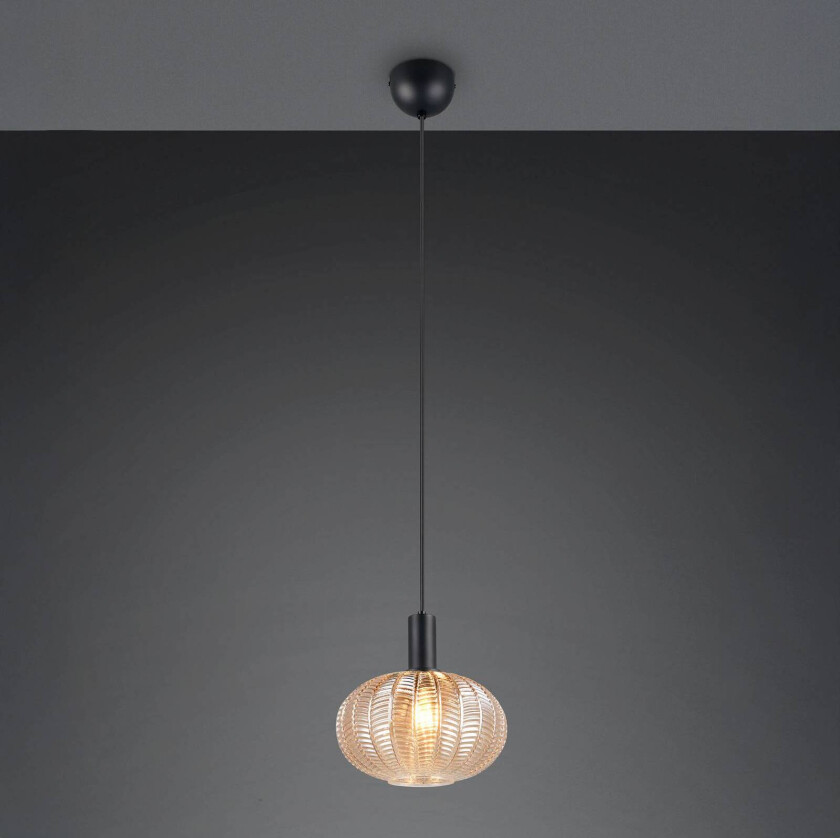 Hengelampe Elvezia, ravfarget, Ø 26 cm, glass, E27