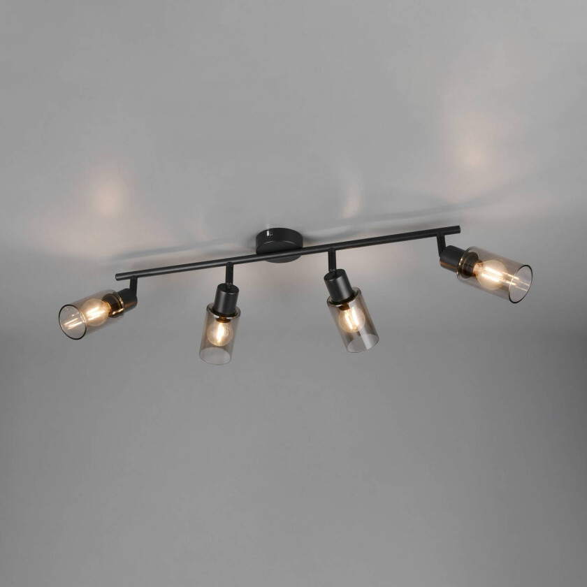 Spotlight Mars, lengde 82 cm, matt svart, 4 lyskilder, metall E14