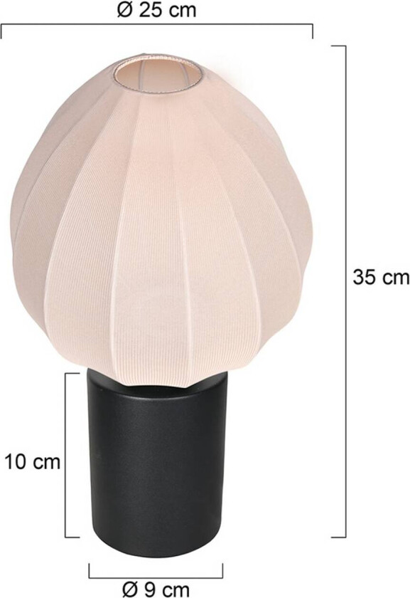 Bordlampe Bloeba, hvit/svart, Ø 25 cm, lin/metall
