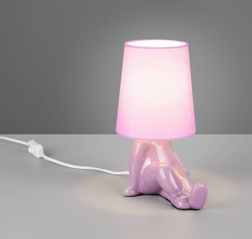 Bordlampe Huma, lilla, høyde 25 cm, tekstil/keramikk, E14