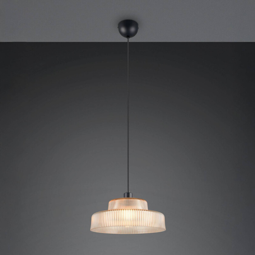 Hengelampe Abella, ravfarget, Ø 35 cm, glass, E27