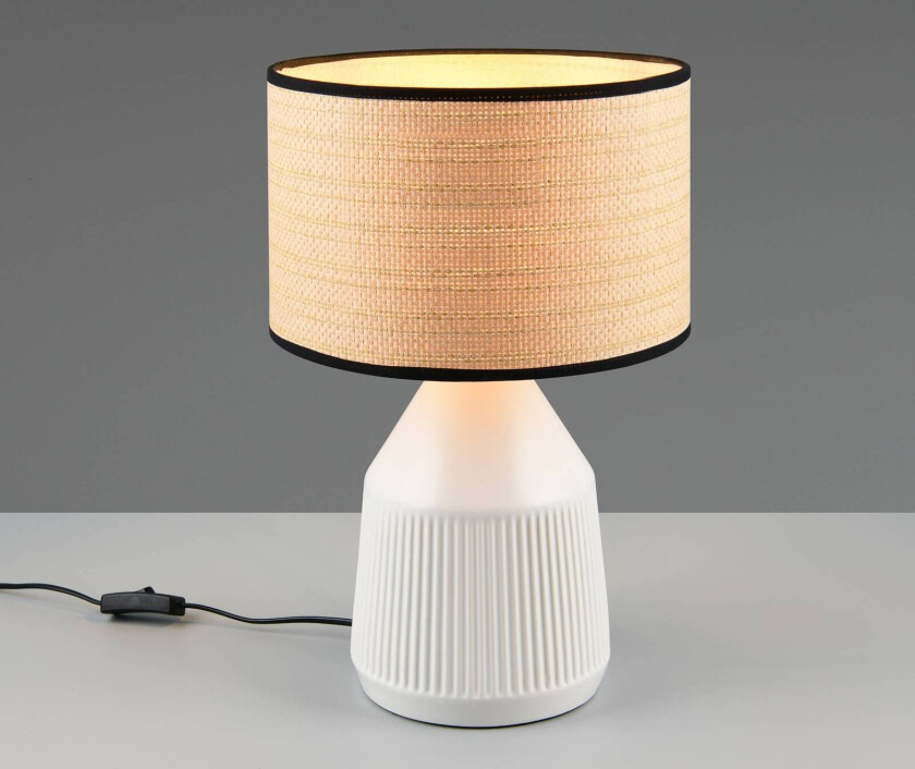 Bordlampe Formentera, hvit/beige, høyde 43 cm Keramikk/papir