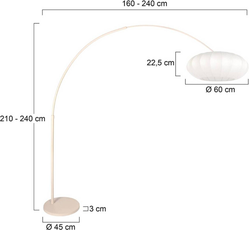 Bue-gulvlampe Sparkled Light krem/hvit, 240 cm, silke