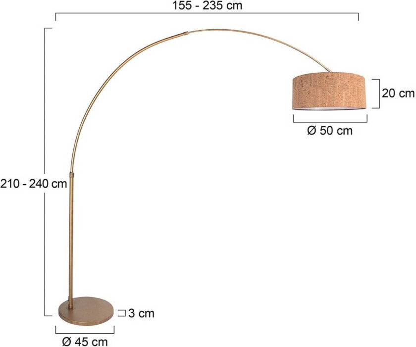 Bue-gulvlampe Sparkled Light bronse/brun 240 cm, kork