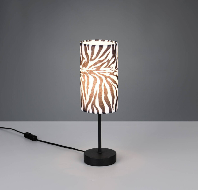 Bordlampe Zebara, svart-hvit, høyde 37 cm, metall