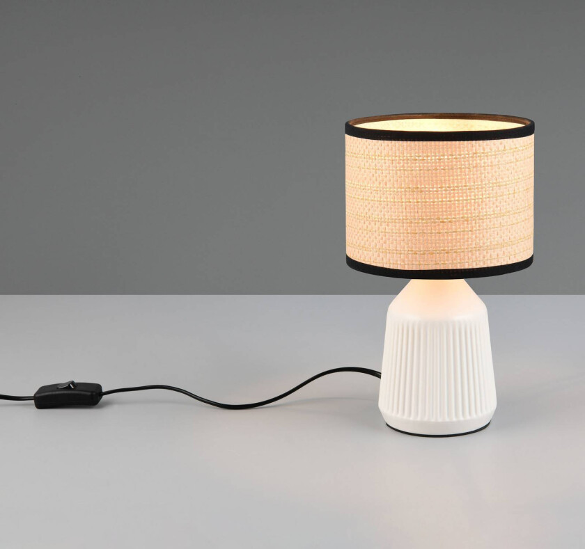 Bordlampe Formentera, hvit/beige, høyde 27 cm Keramikk/papir