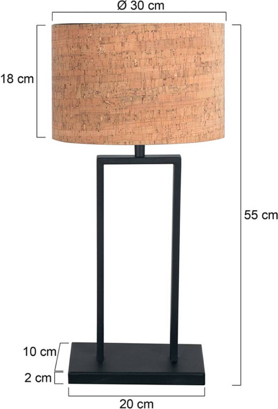 Bordlampe Stang, svart/brun, høyde 55 cm, kork