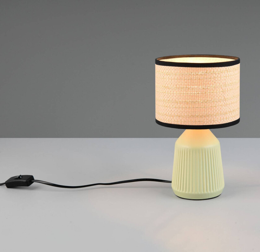 Bordlampe Formentera, grønn/beige, høyde 27 cm Keramikk/papir