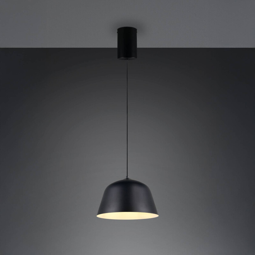 Hengelampe Tova, matt svart, Ø 30 cm, metall, E27