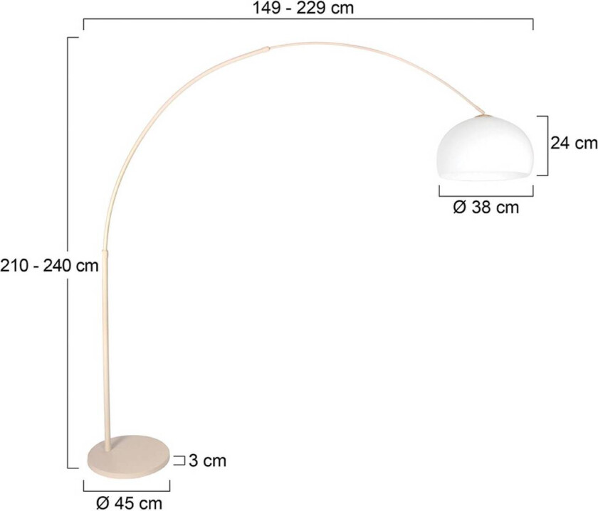 Bue-gulvlampe Sparkled Light krem/hvit, 240 cm plast