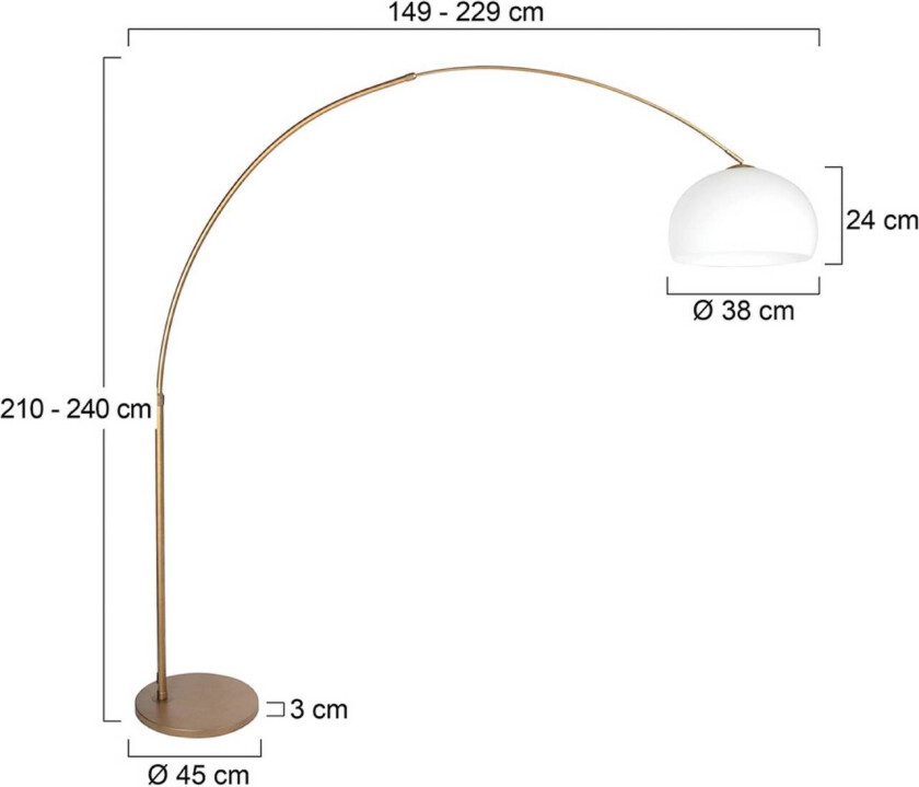Bue-gulvlampe Sparkled Light bronse/hvit 240 cm plast