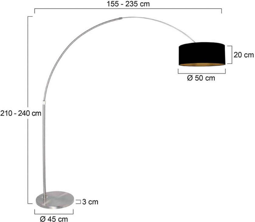 Bue-gulvlampe Sparkled Light stål/svart-gull 240 Chintz