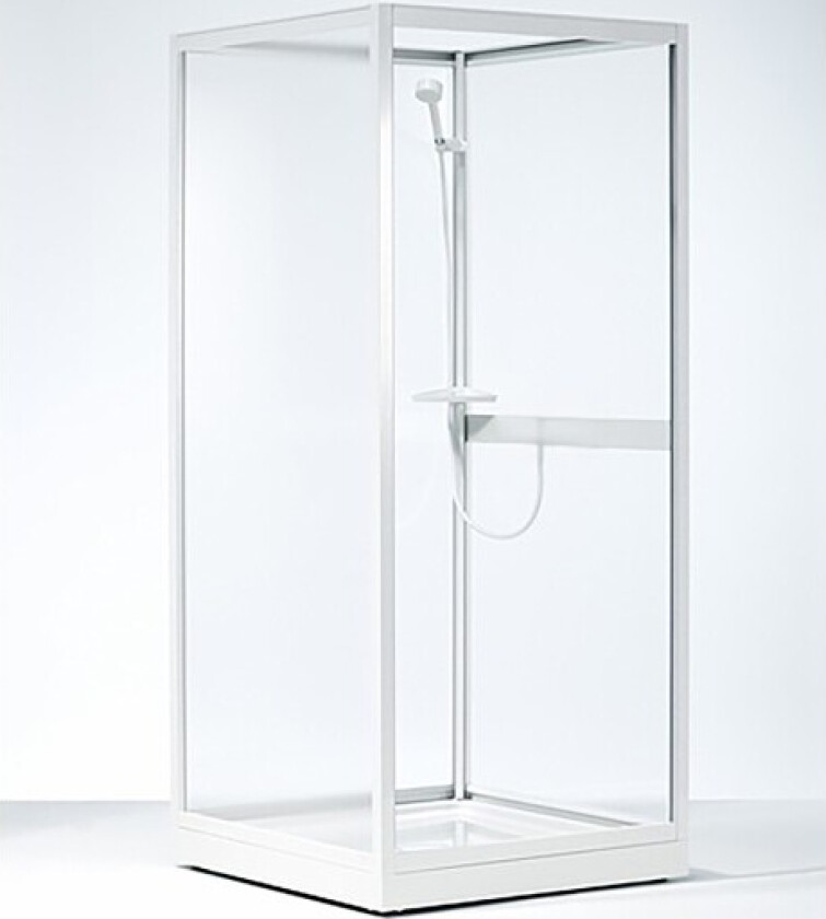 Next NK dusjkabinett 90x70 cm, hvit profil, mønstret styren glass