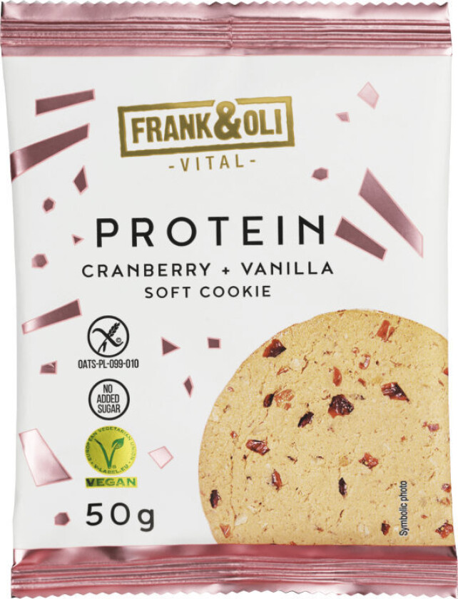 Protein Cookies Soft cookie med deilig tranebær og vanilje. Uten gluten, sukker og vegansk