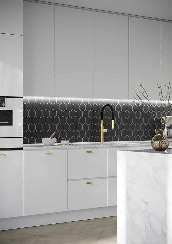 Kjøkkenplate 2024-KM71 Black Hexagon 11x620x580 mm