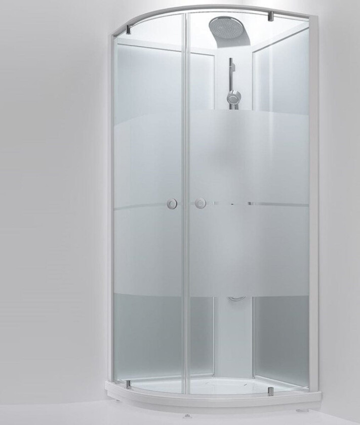 Bric 4 Dusjkabinett med Pivotdører Hvit Matt / 90x90cm Stripe Glass