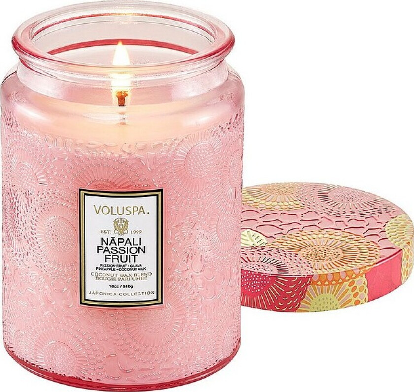 Nãpali Passion Fruit Large Glass Jar Candle 100H - Rosa