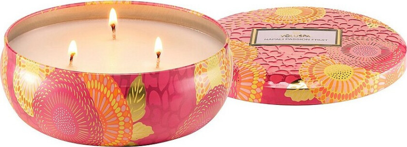 Nãpali Passion Fruit 3-Wick Tin Candle 40H - Rosa